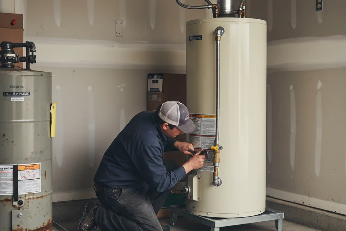 Water heater and shutoff valve replacement in Fisherville