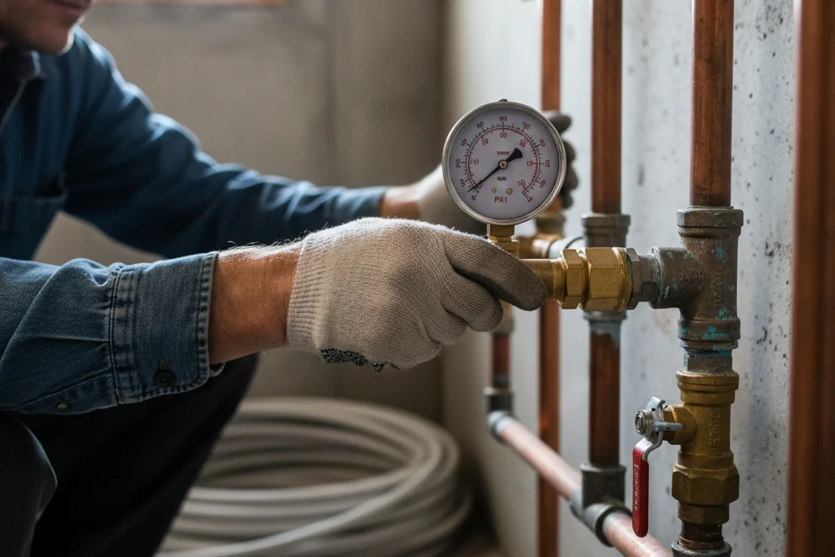 Pressure testing a repaired line during Water Line Repair in Fisherville